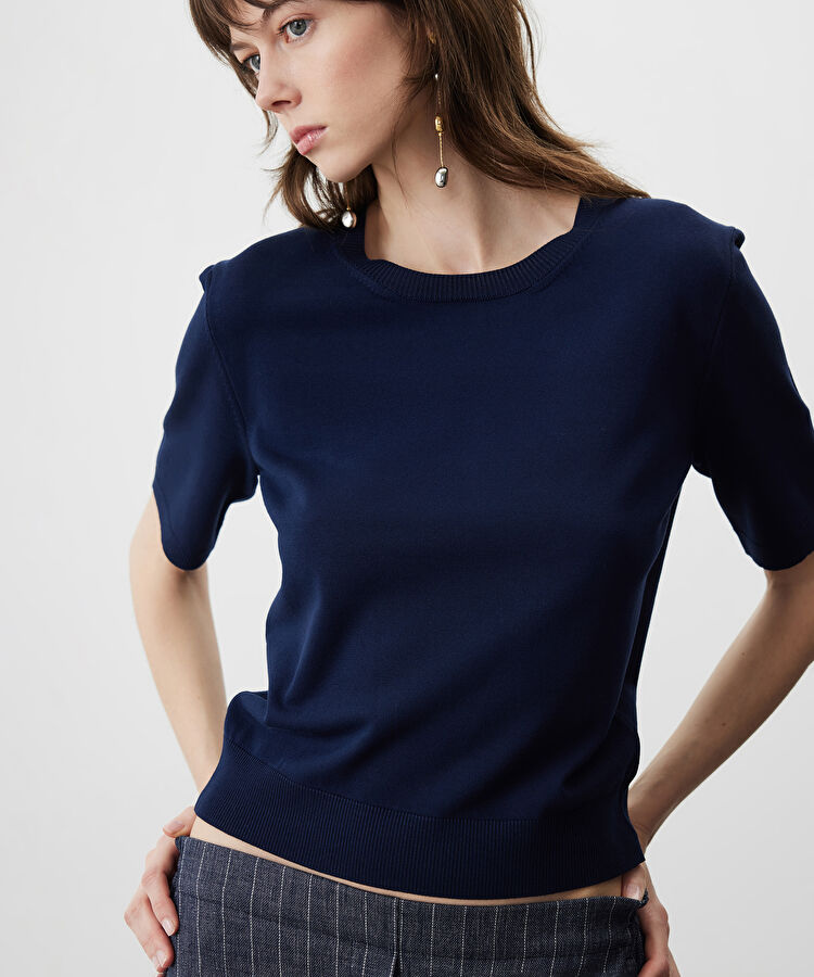 Bisiklet yaka basic triko - IS1260050015015 - Lacivert Triko