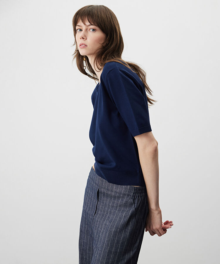 Bisiklet yaka basic triko - IS1260050015015 - Lacivert Triko