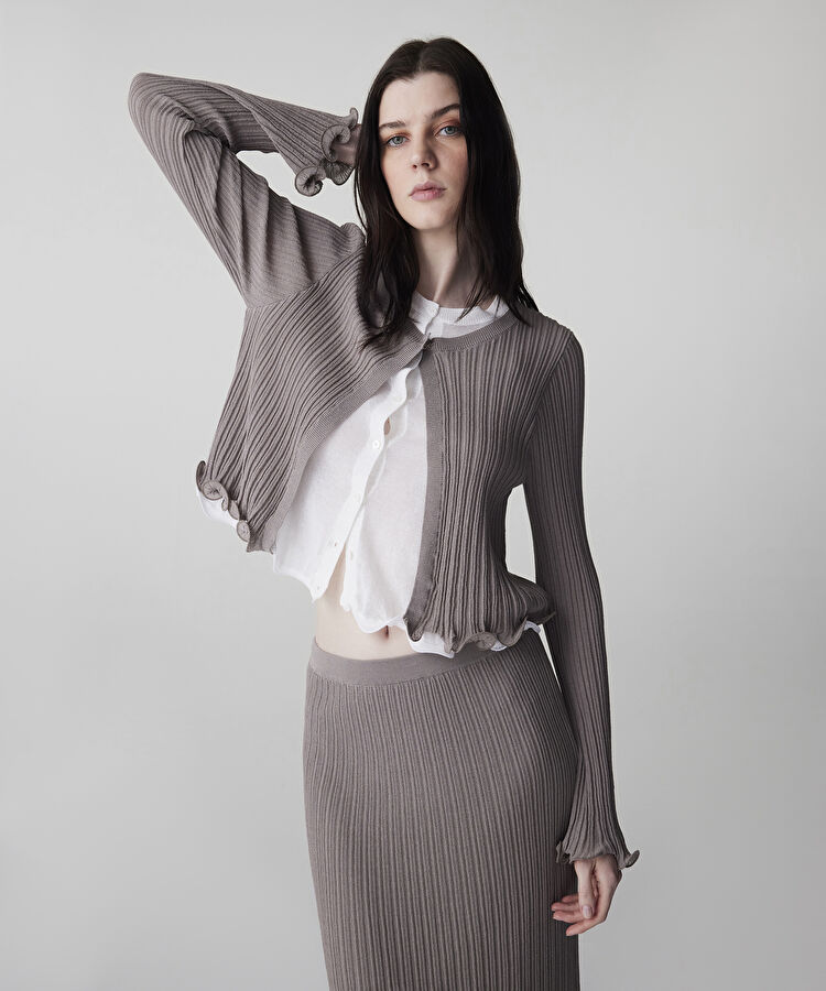 Çift parça görünüm triko hırka - IS1260050038014 - Vizon Triko