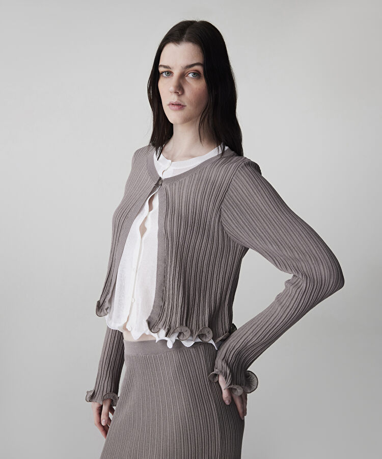 Çift parça görünüm triko hırka - IS1260050038014 - Vizon Triko