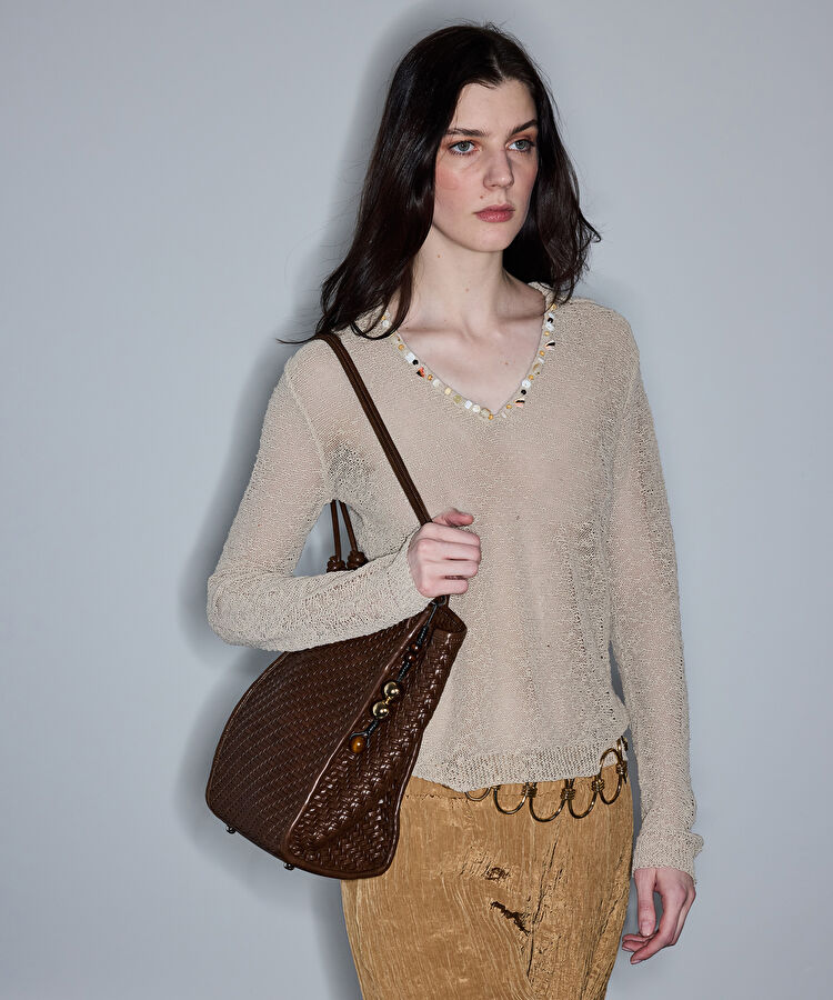 İşlemeli triko - IS1260050049003 - Natürel Triko