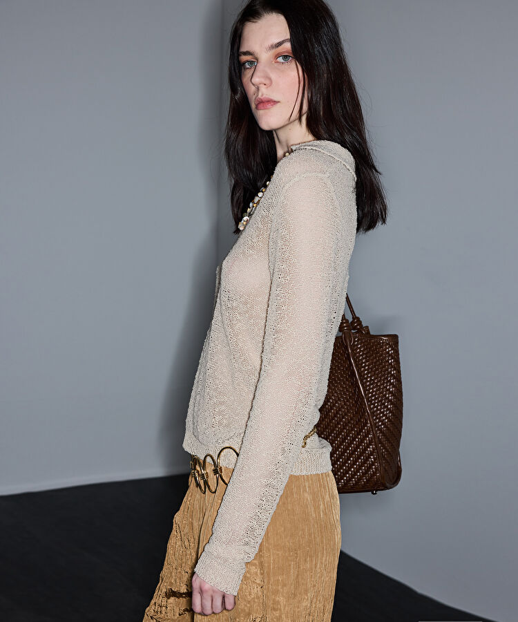 İşlemeli triko - IS1260050049003 - Natürel Triko