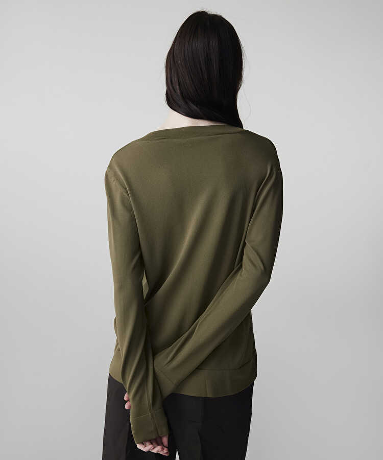V yaka basic triko - IS1260050081022 - Haki Triko