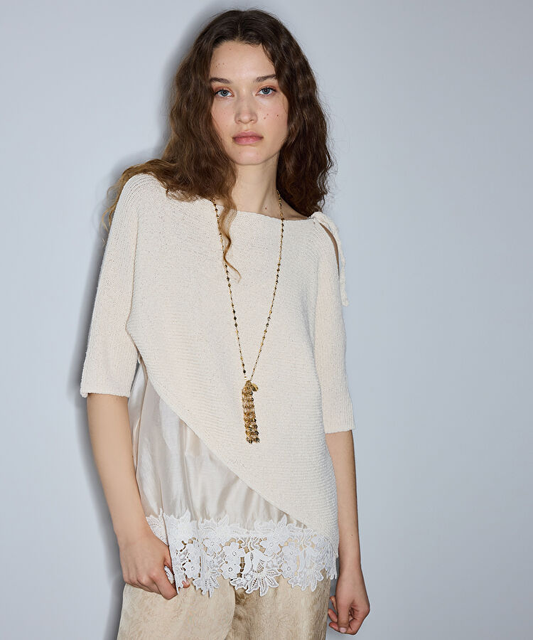 Çift parça kumaş mix triko - IS1260050096AD4 - Açık Natürel Triko