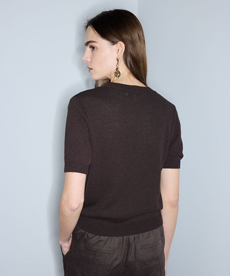 Payetli triko - IS1260050116074 - Kahverengi Triko