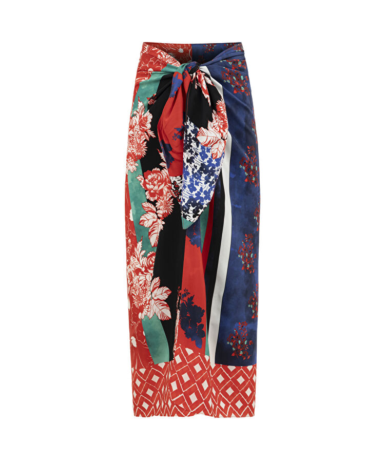 Floral baskılı pareo - IS1260073007034 - Kırmızı Pareo