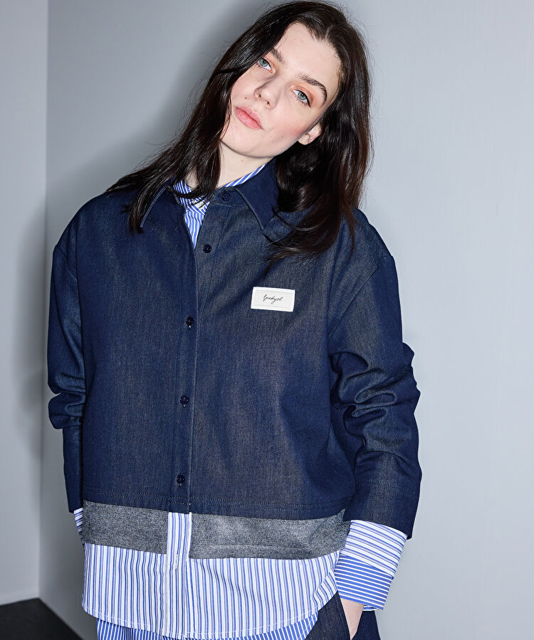 Kontrast katmanlı sweatshirt - IS1260091007015 - Lacivert Sweatshırt
