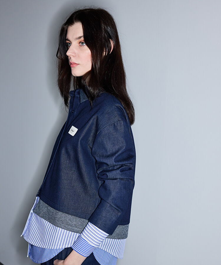 Kontrast katmanlı sweatshirt - IS1260091007015 - Lacivert Sweatshırt