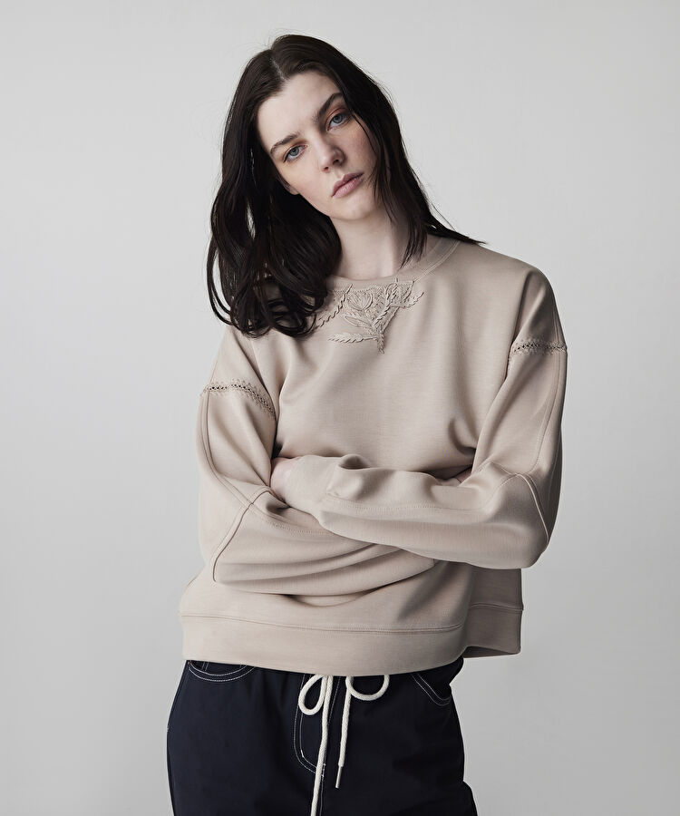 Aplikeli sweatshirt - IS1260091016003 - Natürel Sweatshırt