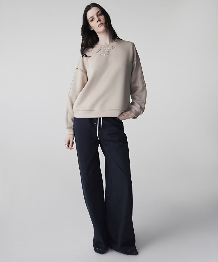 Aplikeli sweatshirt - IS1260091016003 - Natürel Sweatshırt