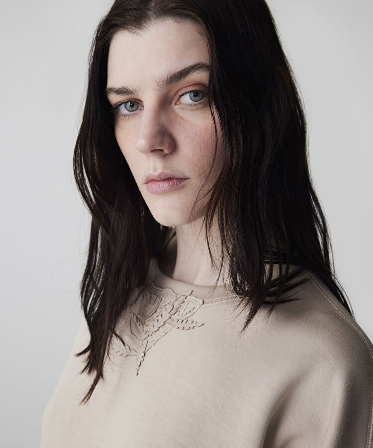Aplikeli sweatshirt - IS1260091016003 - Natürel Sweatshırt
