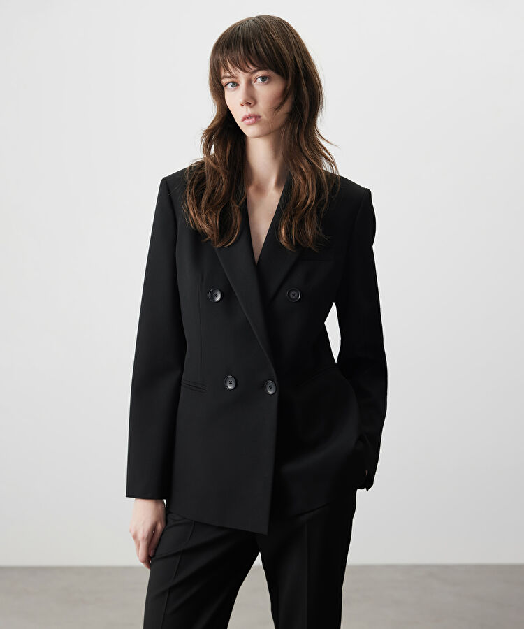 Kruvaze blazer - IS1260106003001 - Siyah Blazer