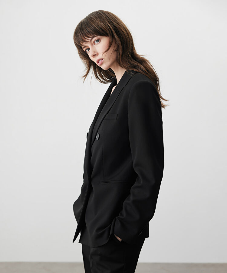 Kruvaze blazer - IS1260106003001 - Siyah Blazer
