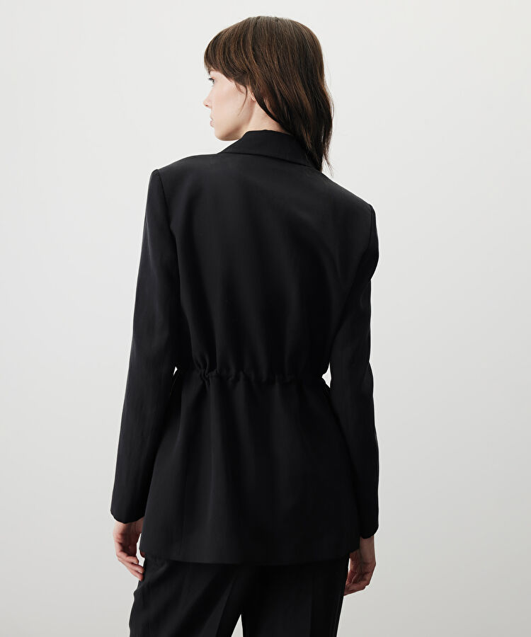 Antrasit Triko şeritli raw edge blazer IW6250106025088 | İpekyol