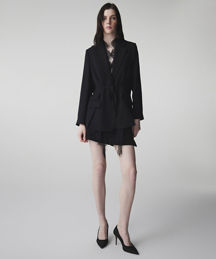 Dantel garnili blazer - IS1260106017001 - Siyah Blazer
