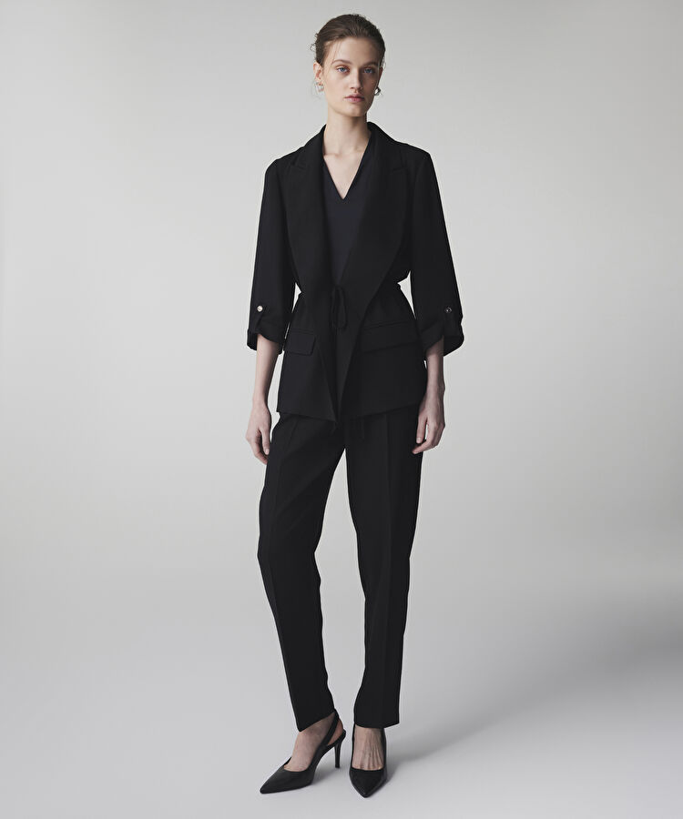 Belden bağlamalı blazer - IS1260106026001 - Siyah Blazer