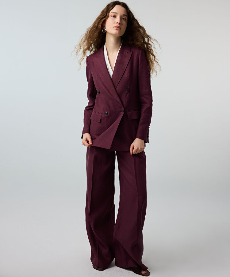 Kruvaze keten blazer - IS1260106028008 - Mürdüm Blazer