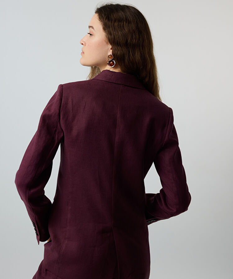 Kruvaze keten blazer - IS1260106028008 - Mürdüm Blazer
