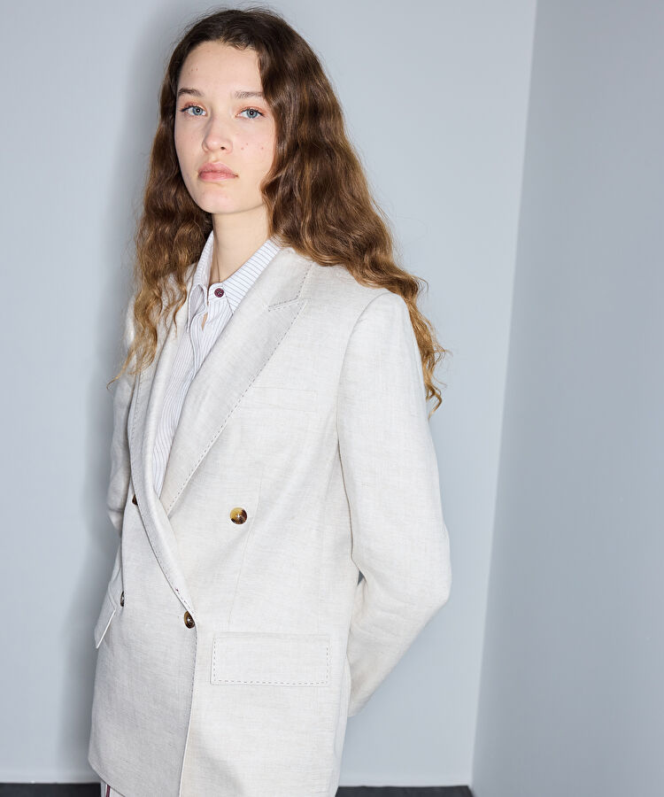 Vatkalı keten blazer - IS1260106029030 - Taş Blazer
