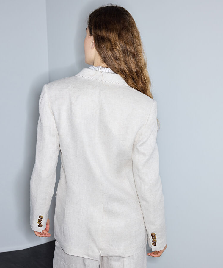 Vatkalı keten blazer - IS1260106029030 - Taş Blazer