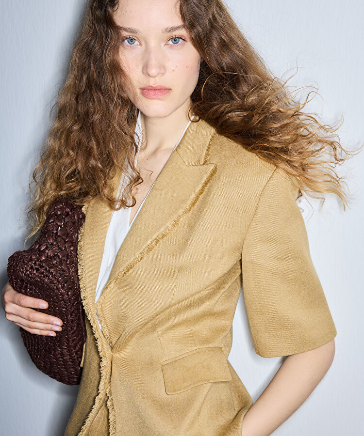 Püskül şeritli blazer - IS1260106031AD4 - Açık Natürel Blazer