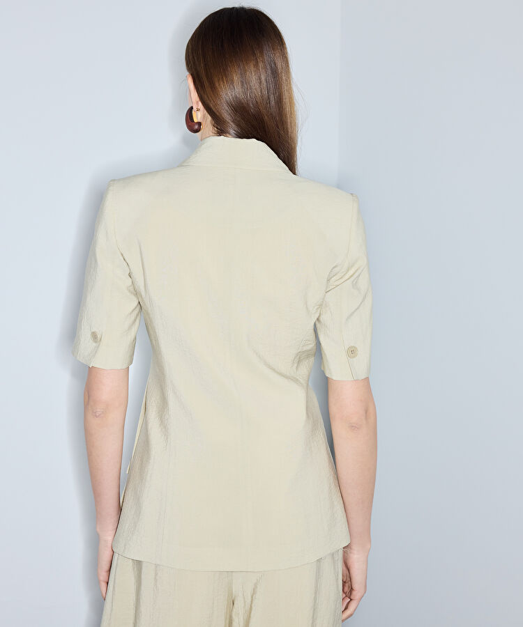 Asimetrik kruvaze blazer  - IS1260106032176 - Açık Haki Blazer