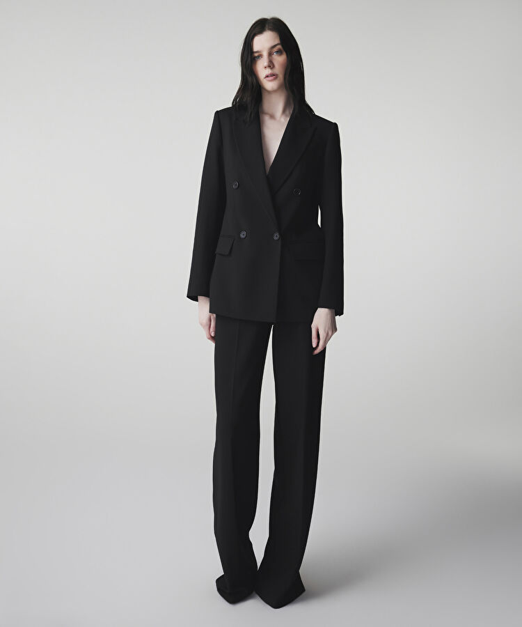 Vatkalı kruvaze blazer - IS1260106037001 - Siyah Blazer
