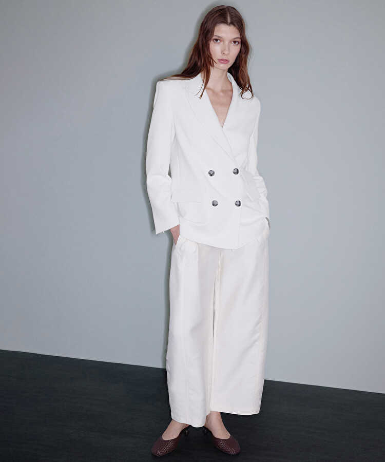 Vatkalı kruvaze blazer - IS1260106064AB1 - Yağ Blazer