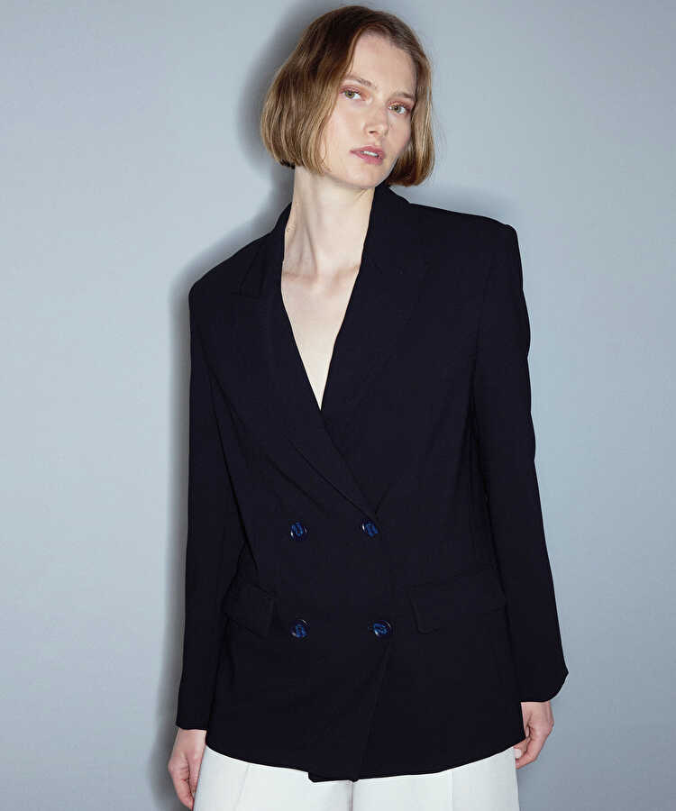 Kruvaze blazer - IS1260106067001 - Siyah Blazer