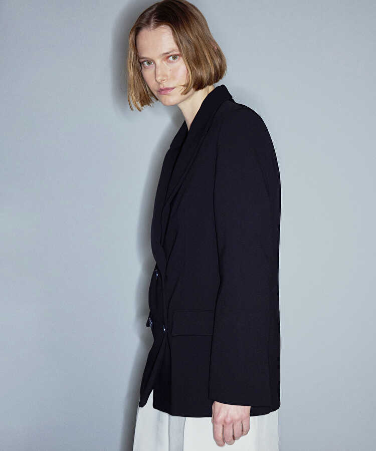 Kruvaze blazer - IS1260106067001 - Siyah Blazer