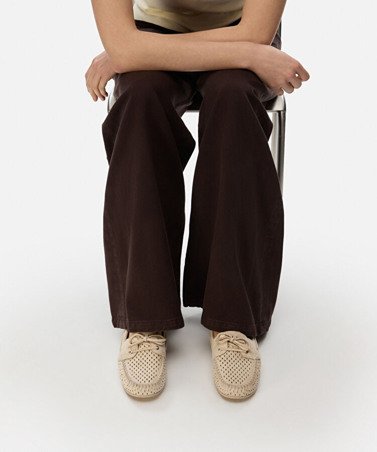Cutout detaylı loafer - IS1260030009023 - Bej Düz Ayakkabı