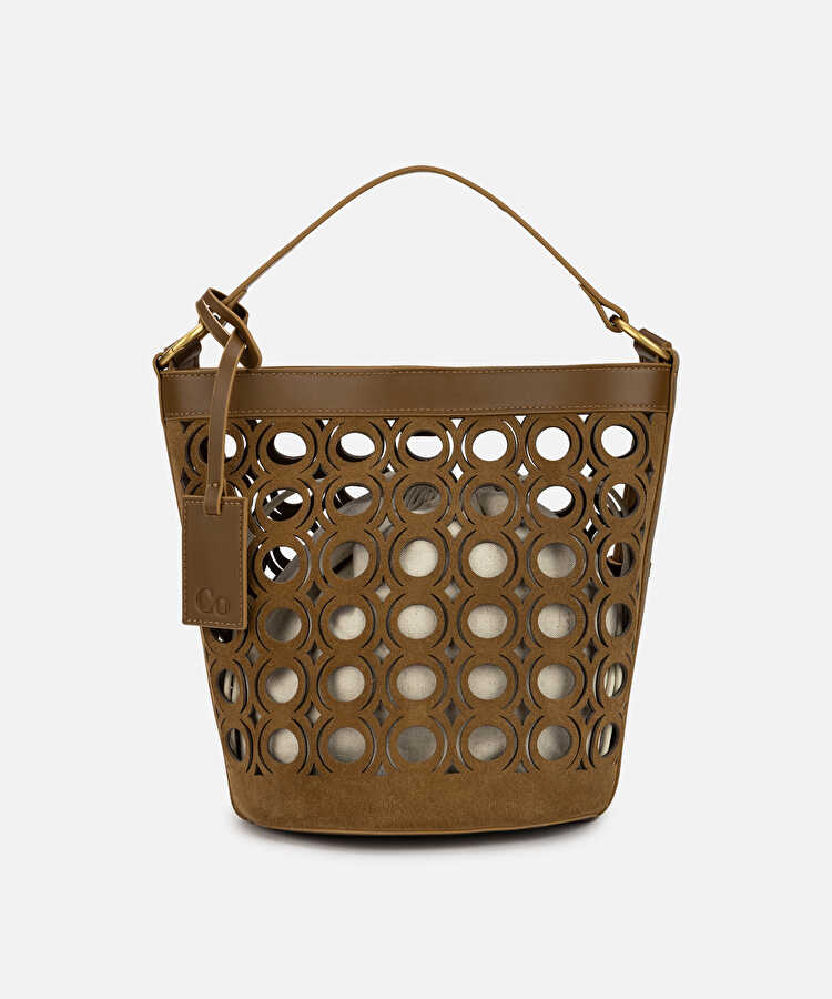 Nomad deri içerikli bucket çanta - IS1260052087074 - Kahverengi Çanta