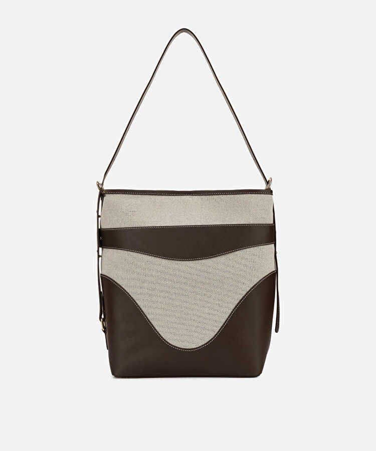 Colorblock bucket çanta - IS1260052097074 - Kahverengi Çanta