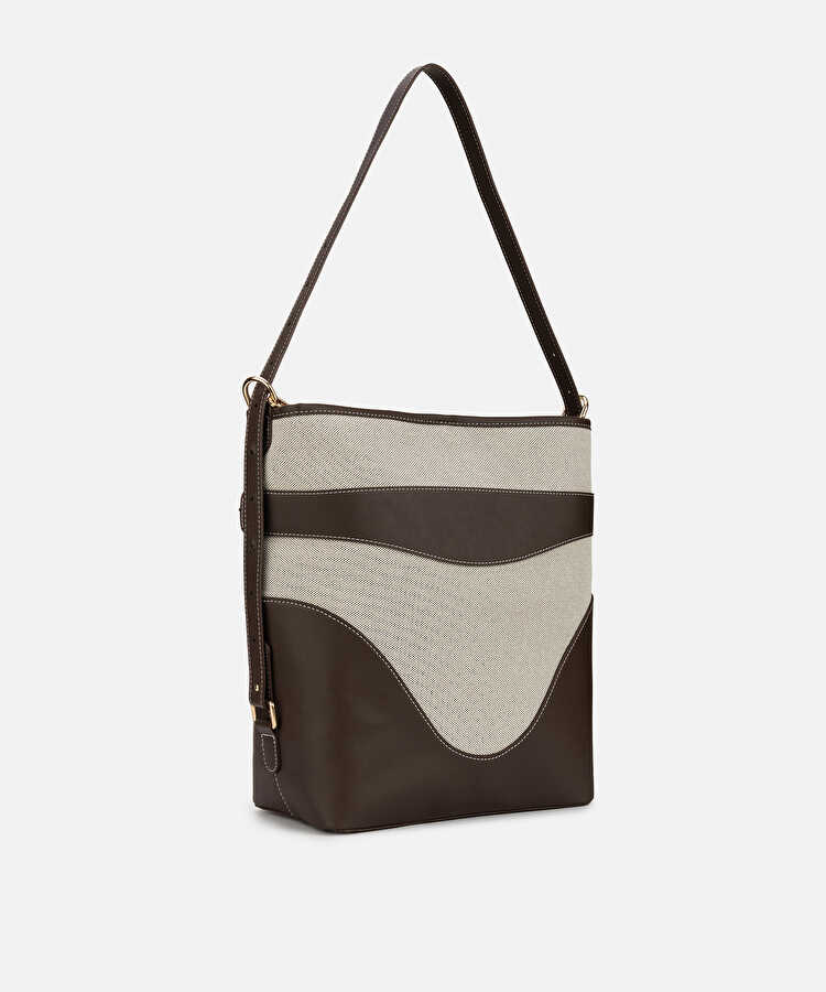 Colorblock bucket çanta - IS1260052097074 - Kahverengi Çanta