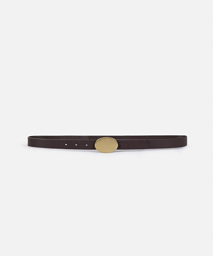 Oval metal tokalı kemer - IS1260053044074 - Kahverengi Kemer