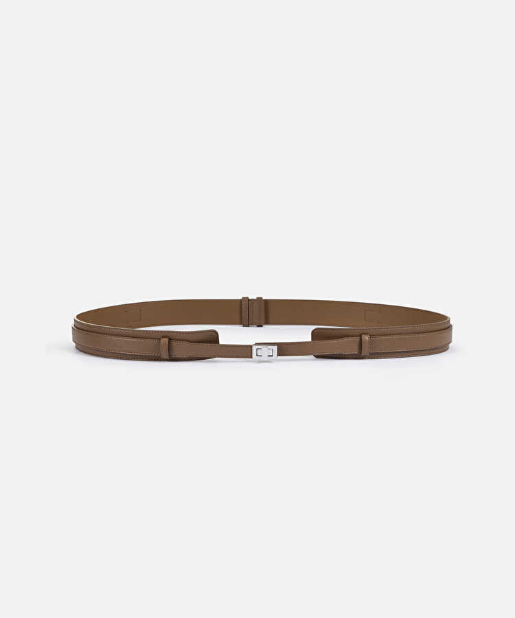 Minimal metal tokalı katmanlı kemer - IS1260053048021 - Taba Kemer