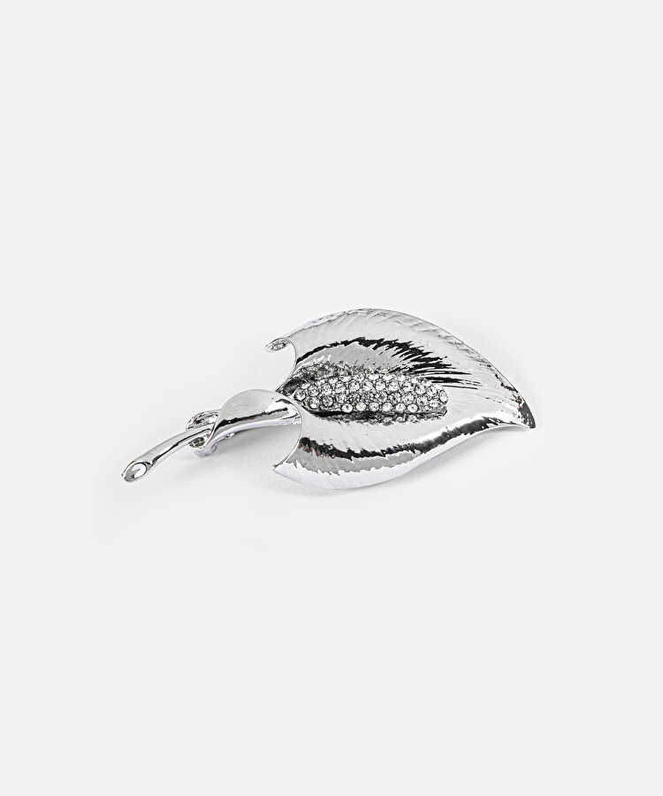 Strass taşlı broş  - IS1260057017122 - Gümüş Broş