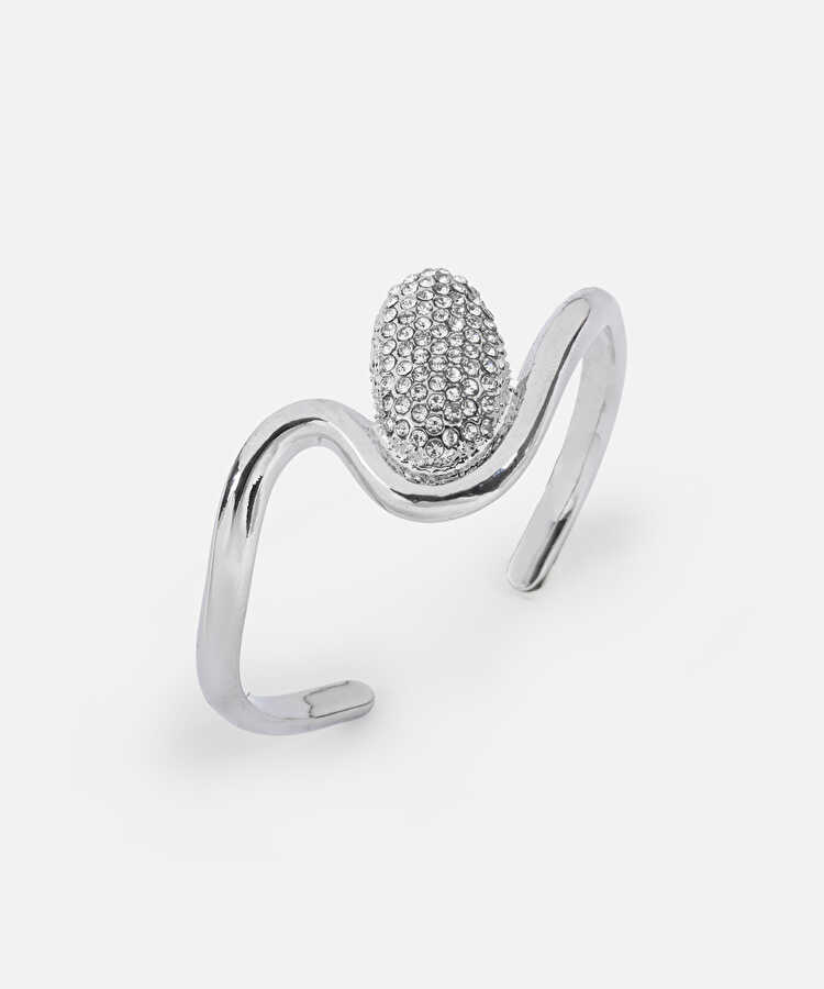 Strass taşlı metal bileklik - IS1260061044122 - Gümüş Bilezik