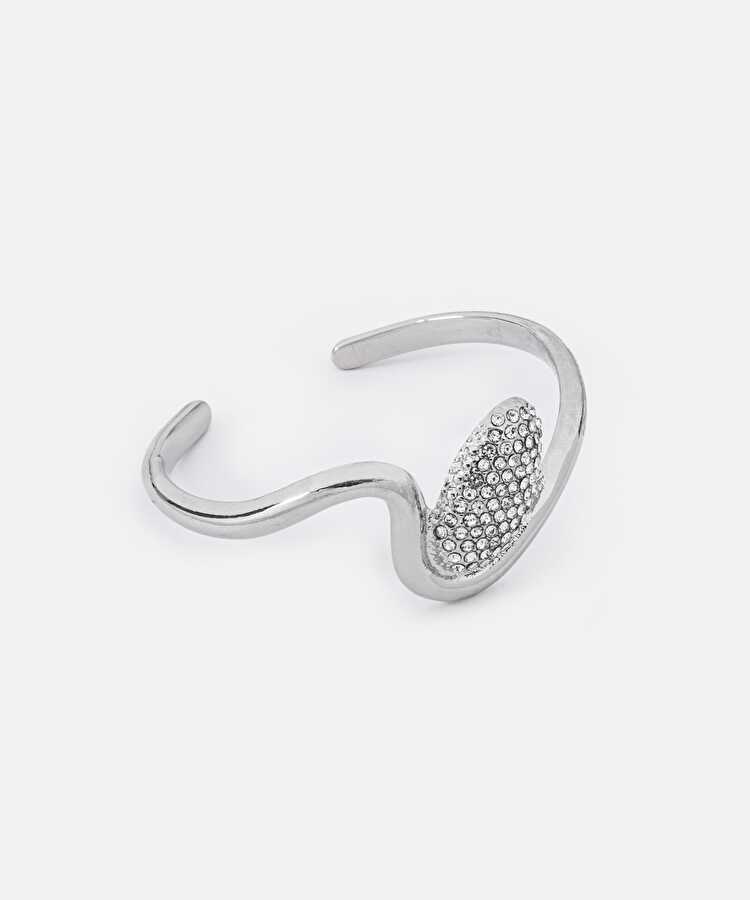 Strass taşlı metal bileklik - IS1260061044122 - Gümüş Bilezik