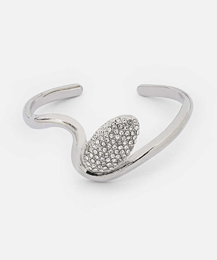 Strass taşlı metal bileklik - IS1260061044122 - Gümüş Bilezik