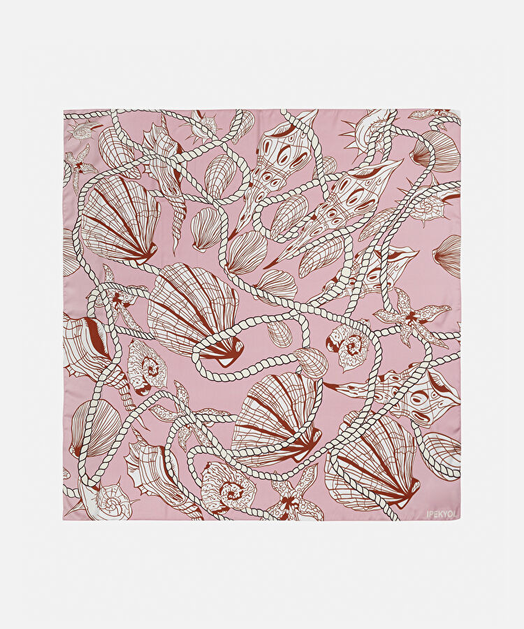 Görsel baskılı eşarp - IS1260082017033 - Pembe Eşarp