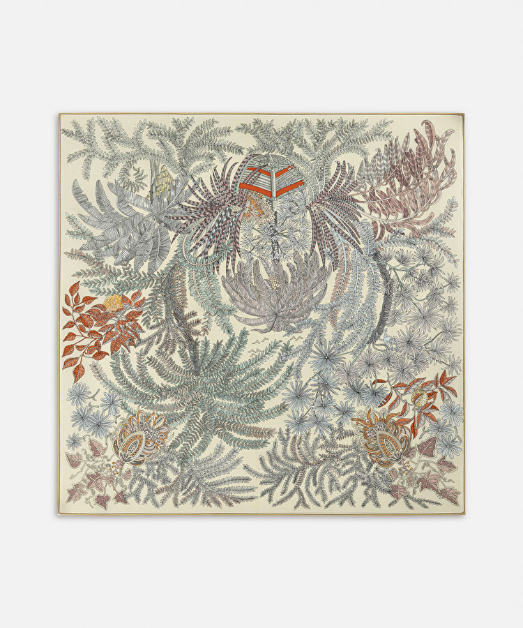 Floral baskılı ipek eşarp - IS1260082047089 - Mavi Eşarp