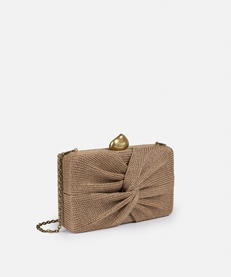 Düğüm efektli uzun zincir askılı clutch - IS1260121002023 - Bej Clutch