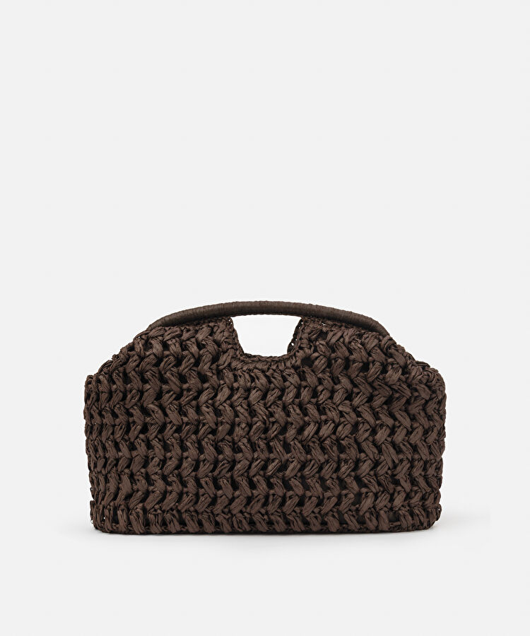 Hasır görünümlü clutch - IS1260121006006 - Koyu Kahverengi Clutch