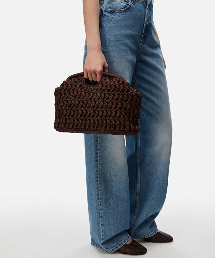 Hasır görünümlü clutch - IS1260121006006 - Koyu Kahverengi Clutch