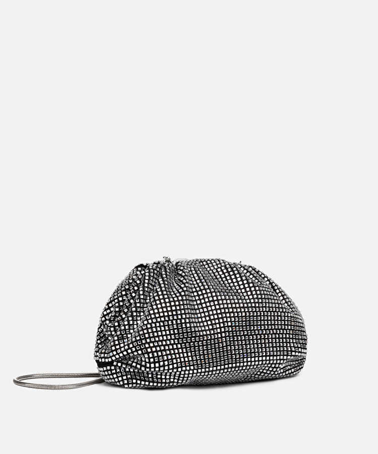 Çıkarılabilir askılı strass taşlı clutch - IS1260121015001 - Siyah Clutch