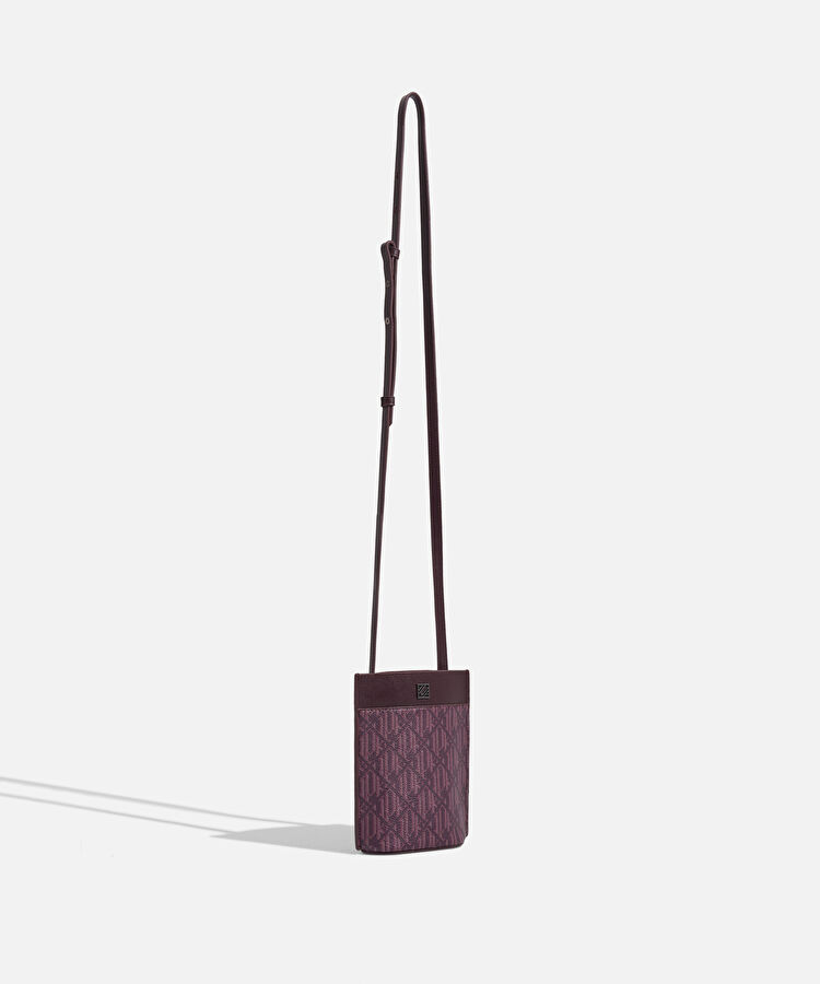 Monogram baskılı telefon çantası - I00000052110035 - Bordo Çanta