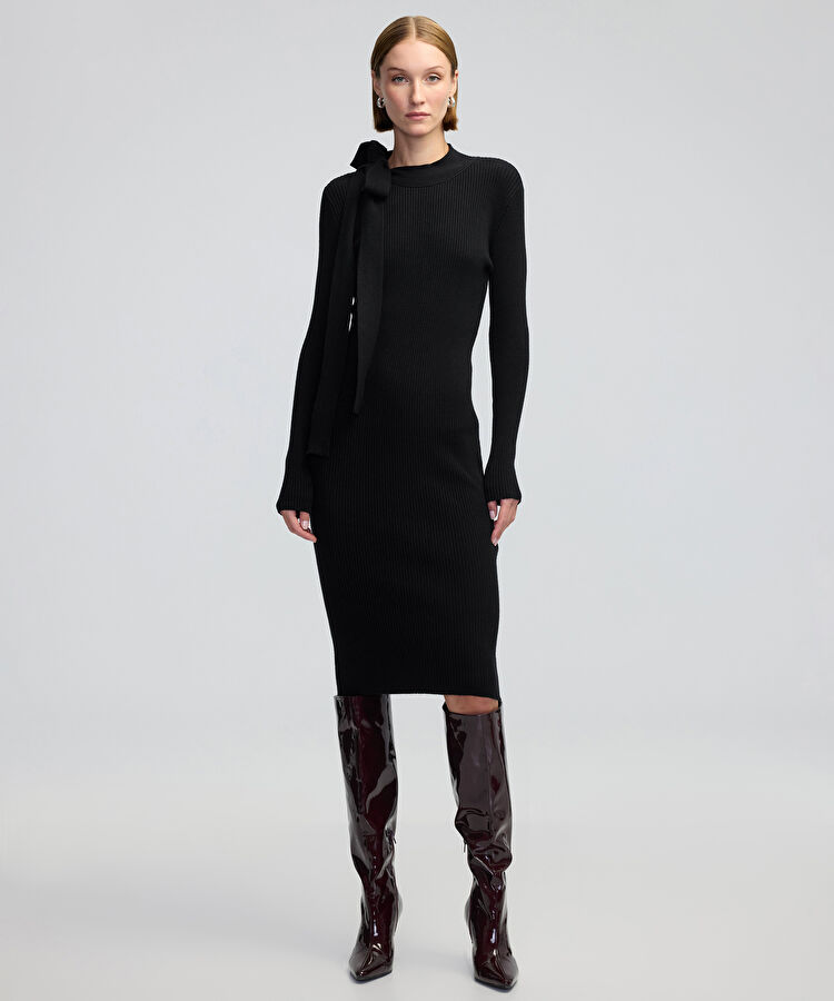 Boyundan bağlamalı triko elbise — photo 2