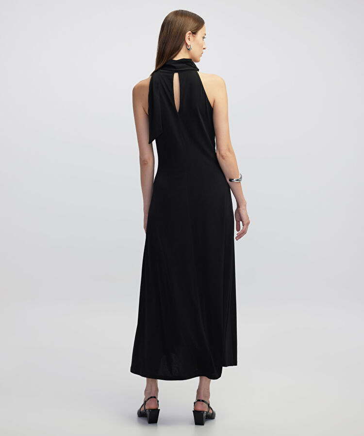 Fularlı ayarlanabilir bel elbise