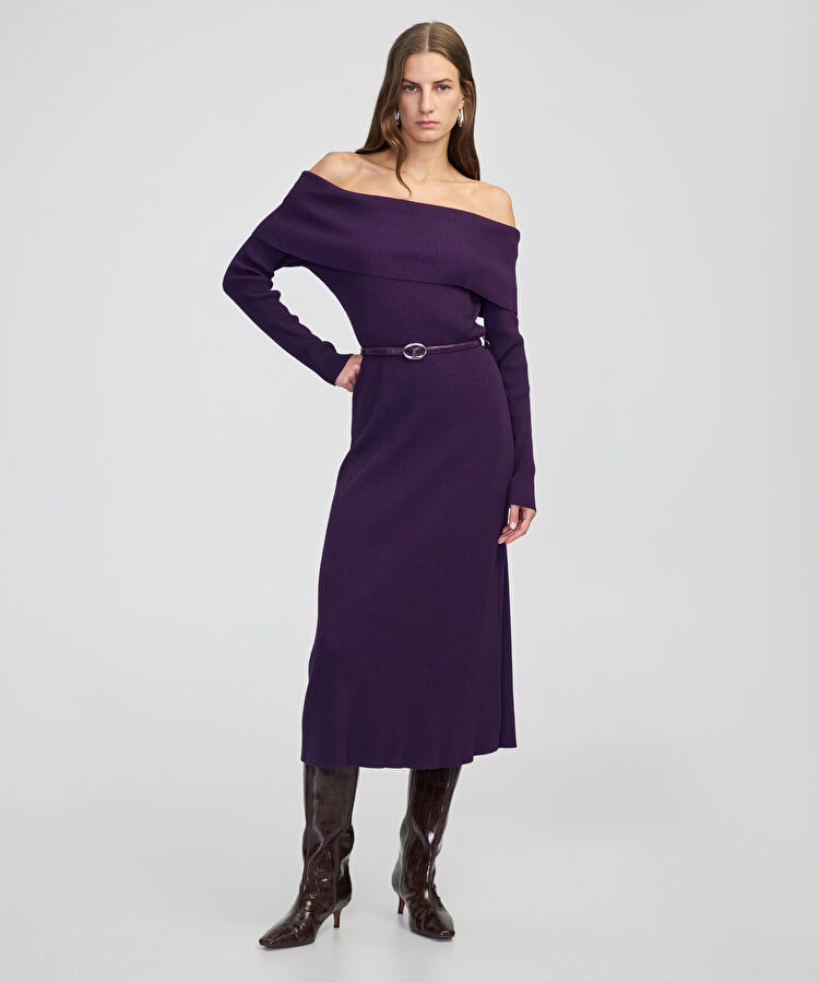 Omzu açık triko elbise — photo 2